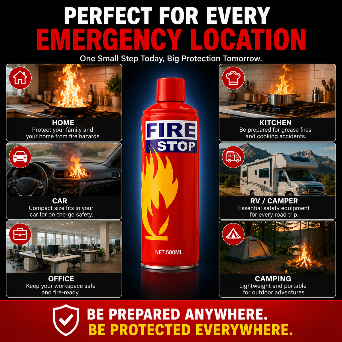 Portable Fire Extinguisher with Mount For Office, Shop, Home, Kitchen, Car.