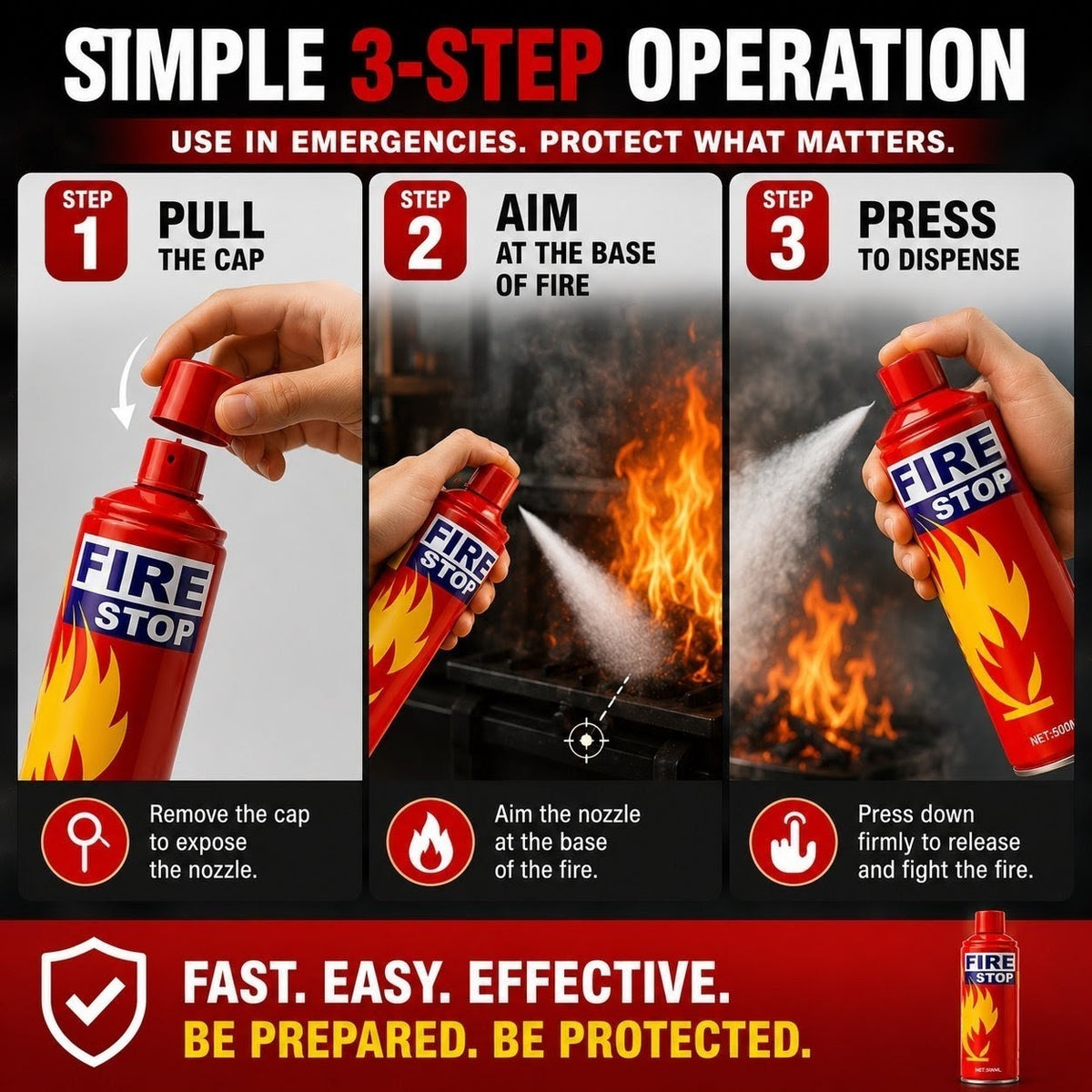 Portable Fire Extinguisher with Mount For Office, Shop, Home, Kitchen, Car.