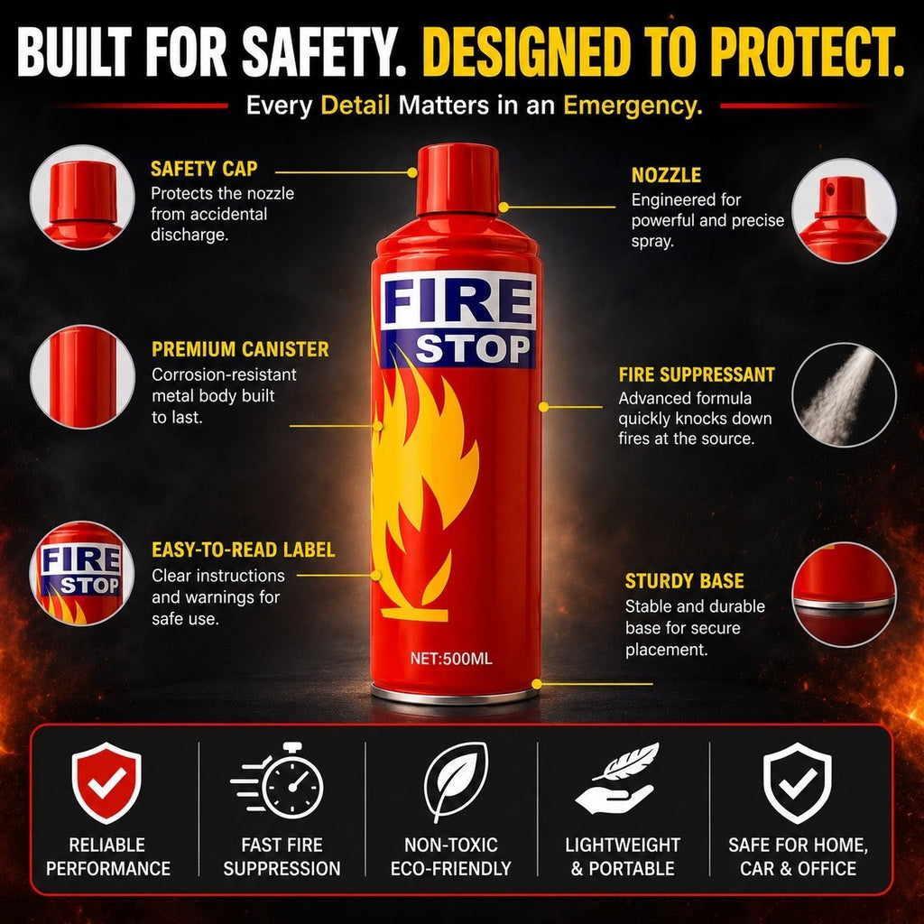 Portable Fire Extinguisher with Mount For Office, Shop, Home, Kitchen, Car.